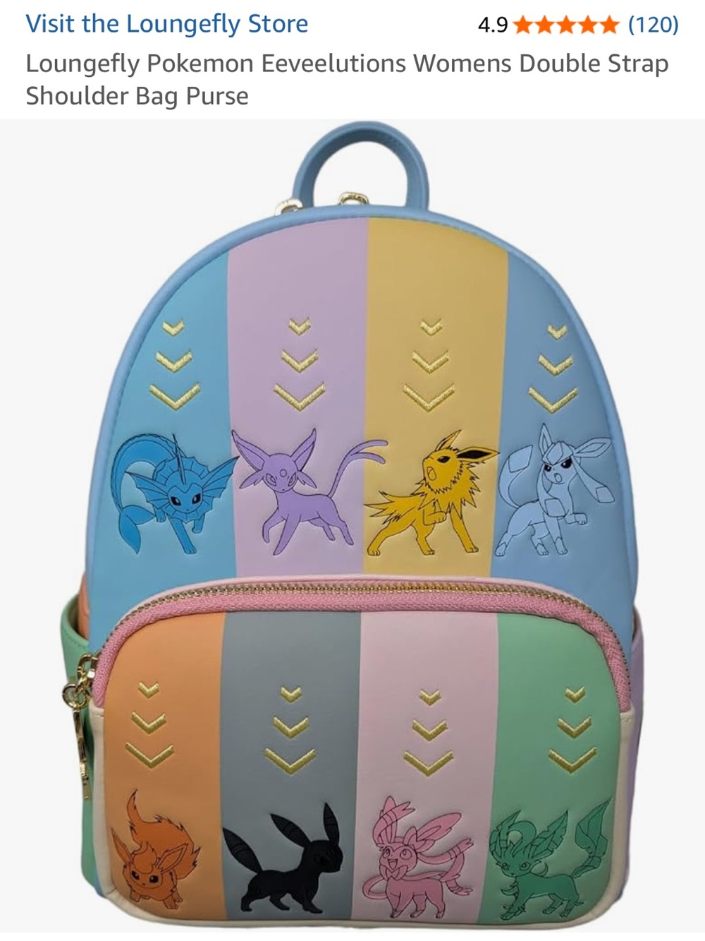 Loungefly Pastel Rainbow Eevee Evolutions Mini Backpack